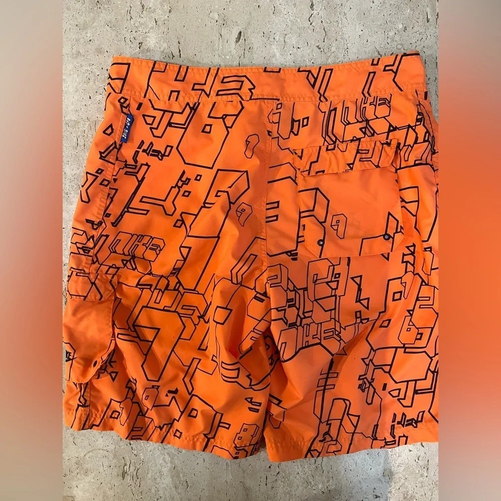 Rare NIKE X BLT Orange and Black Y2K Theme Board Shorts Men’s Size 34